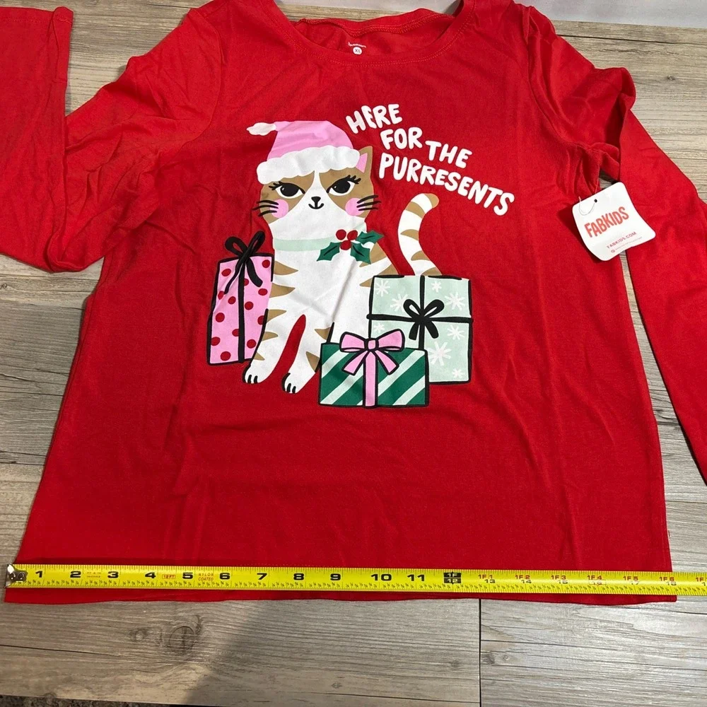 5/$20! Fab kids XL (14/16) Kitty‎ Presents Christmas L/S Tee - Picture 5 of 7